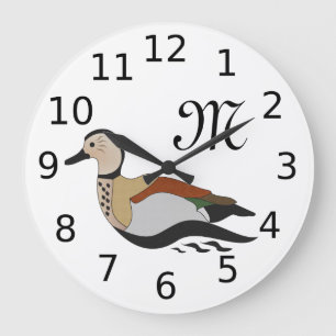 Cute Ringed Teal Duck Swimming Large Clock