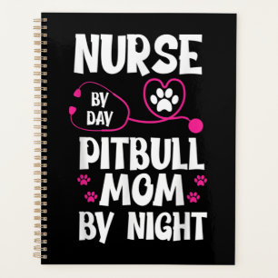 Cute RN Nurse Pit Bull Mum Paw Dog Puppy Lover Planner