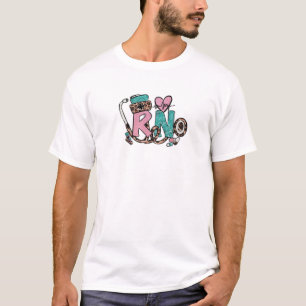 Cute RN Nurse Stethoscope Design For Summer Regist T-Shirt