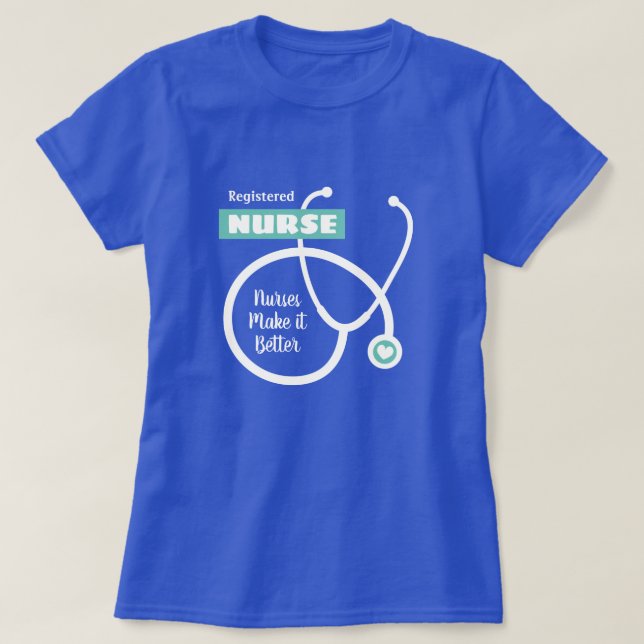 Cute RN nursing t shirt with stethoscope design (Design Front)