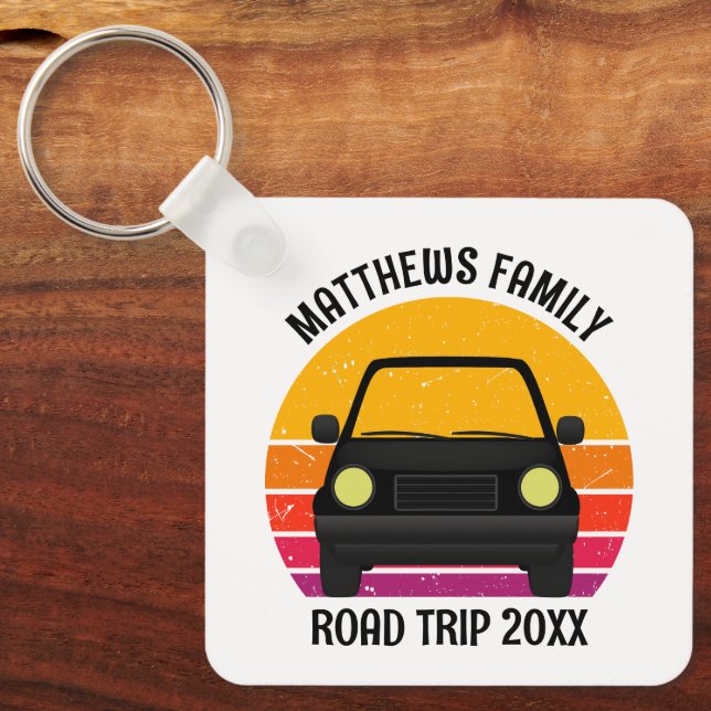 Cute Road Trip Sunset Customised Key Ring (Front)