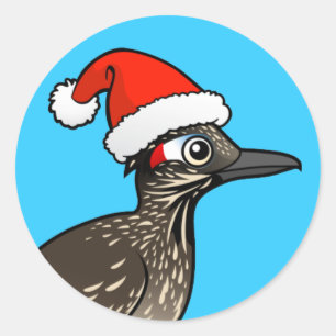 Cute Roadrunner Santa Claus Classic Round Sticker