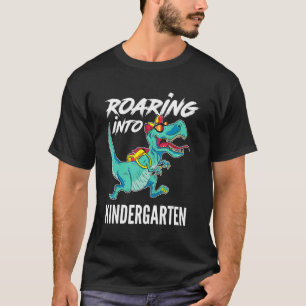 Cute Roaring Into Kindergarten Dinosaur Rex Back T T-Shirt