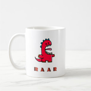 Cute Roaring Red Dinosaur RAAR Coffee Mug