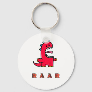 Cute Roaring Red Dinosaur RAAR Key Ring