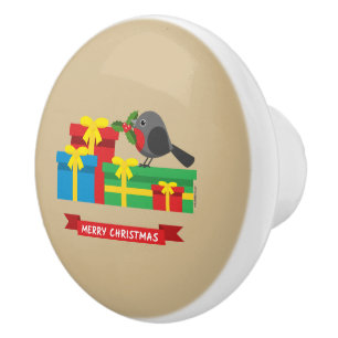 Cute Robin And The Four Colorful Gifts Ceramic Knob