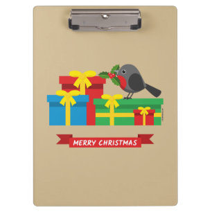 Cute Robin And The Four Colourful Gifts Clipboard