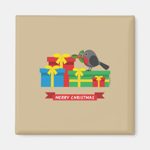 Cute Robin And The Four Colourful Gifts Magnet