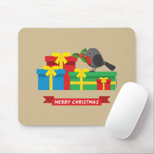 Cute Robin And The Four Colourful Gifts Mouse Mat