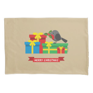 Cute Robin And The Four Colourful Gifts Pillowcase