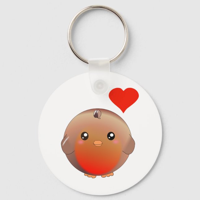 Cute Robin Bird Key Ring (Front)