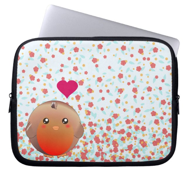 Cute Robin Bird Laptop Sleeve (Front)