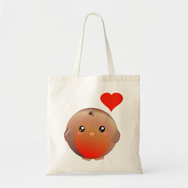 Cute Robin Bird Tote Bag (Front)