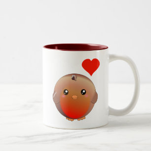 Cute Robin Bird Two-Tone Coffee Mug