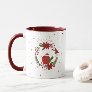 Cute robin Christmas wreath hanging decoration Mug