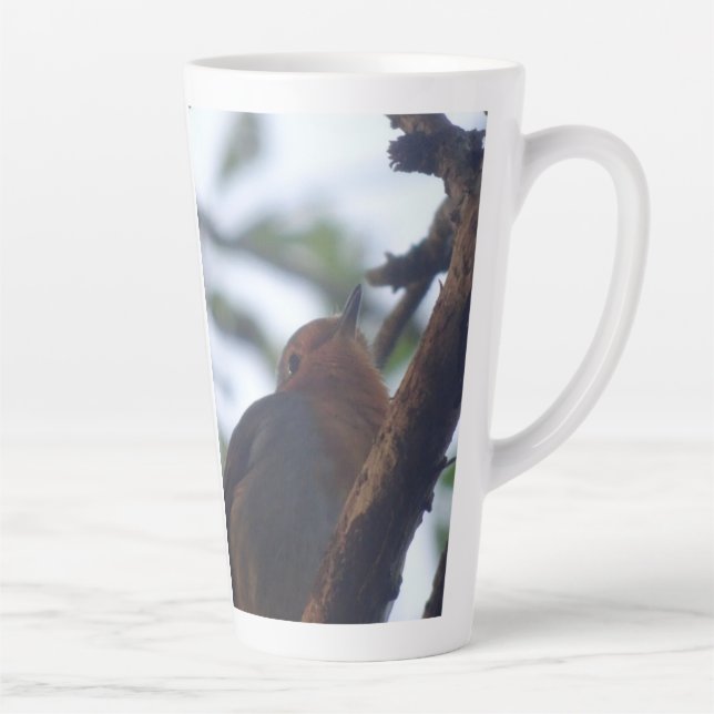 Cute Robin in Tree High Latte Mug (Right)