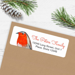 Cute Robin Red bird   Holiday Christmas label