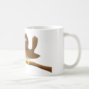 Cute Robin sitting on a tree branch Coffee Mug