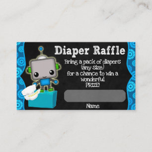 Cute Robot Baby Shower Diaper Raffle Tickets #072B Enclosure Card
