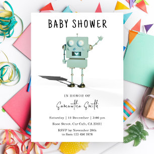 Cute robot Baby Shower Invitation