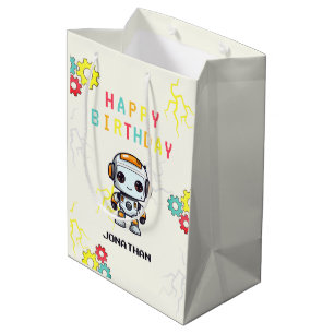 Cute Robot Boy Birthday Gift Bag