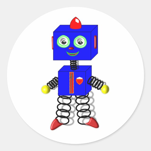 Cute Robot Cake Toppers/Stickers Classic Round Sticker (Front)