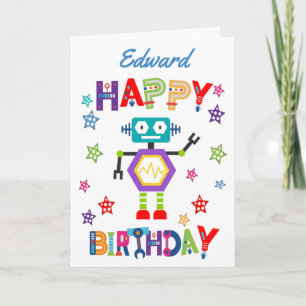 Cute Robot Children's Birthday Card