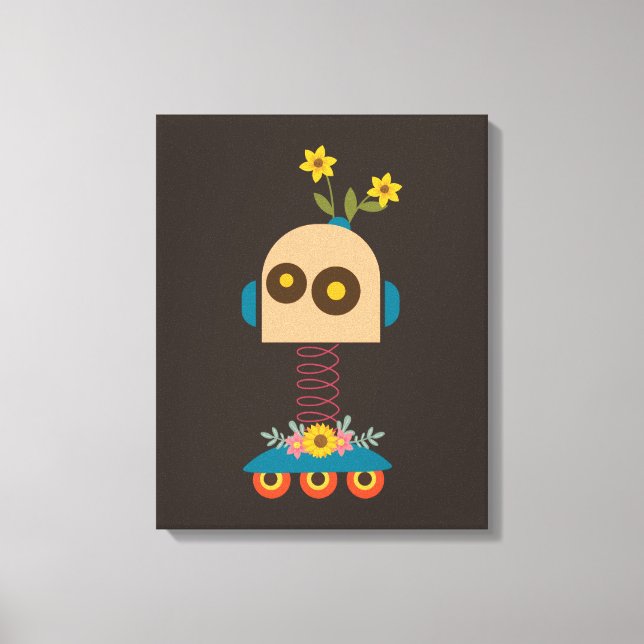Cute robot children's design canvas print (Front)