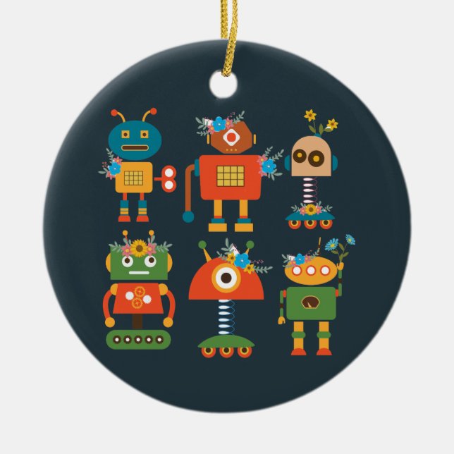 Cute robot children's design ceramic tree decoration (Front)
