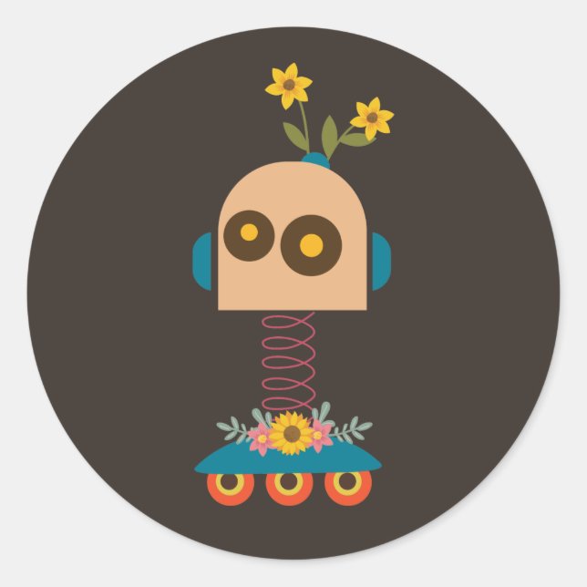 Cute robot children's design classic round sticker (Front)