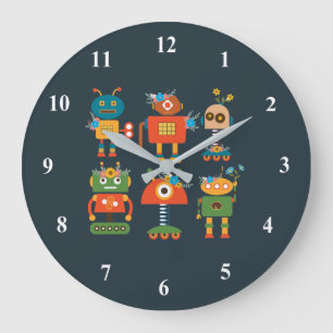 Cute robot children's design large clock