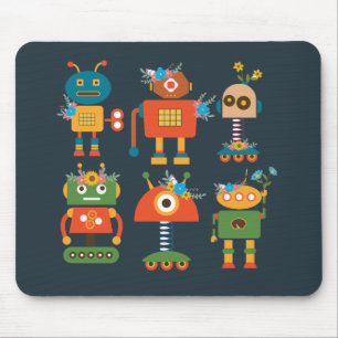Cute robot children's design mouse mat