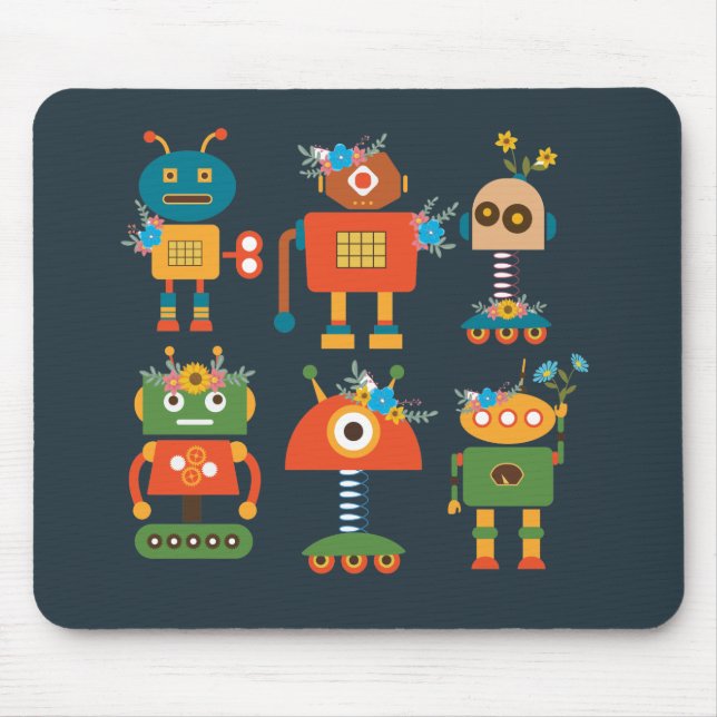 Cute robot children's design mouse mat (Front)