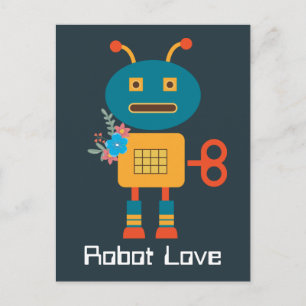 Cute robot children's design postcard