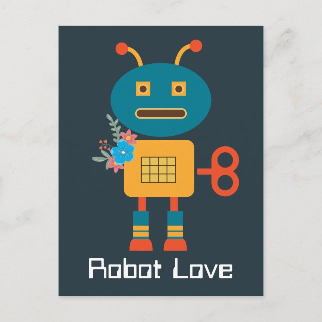 Cute robot children's design postcard (Front)