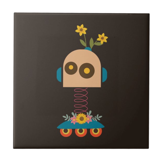 Cute robot children's design tile (Front)