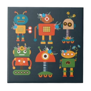 Cute robot children's design tile