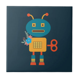 Cute robot children's design tile