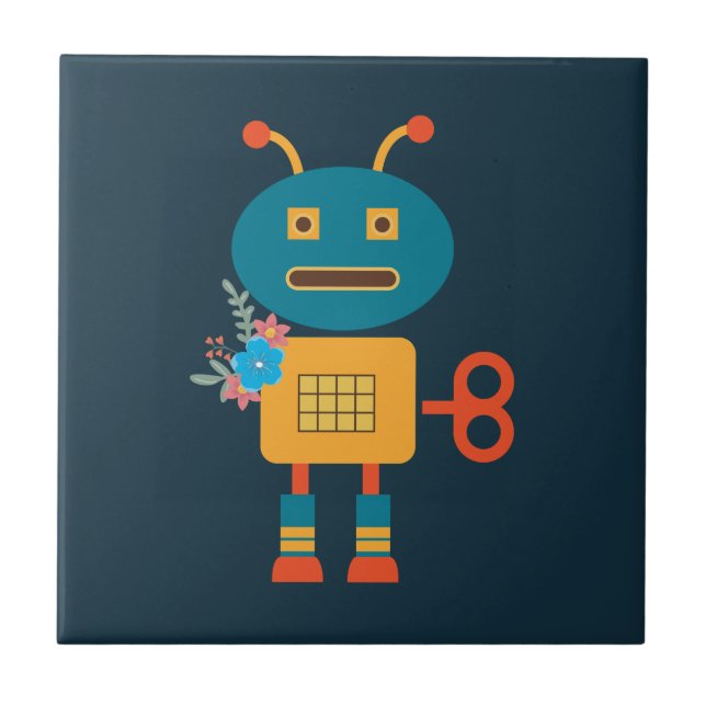 Cute robot children's design tile (Front)