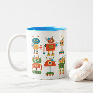 Cute robot children's design Two-Tone coffee mug