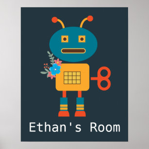 Cute robot children's room design poster