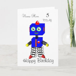Cute Robot Child's Personalized Birthday Card