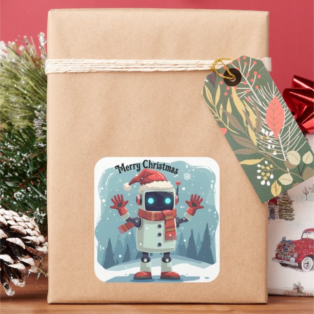 cute robot Christmas holiday Sticker (Holiday)