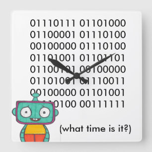 Cute Robot Clock - Binary