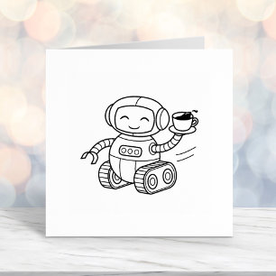 Cute Robot Delivering Coffee Self-inking Stamp