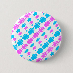 Cute robot familly pattern 6 cm round badge