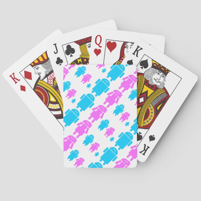 Cute robot familly pattern playing cards (Back)