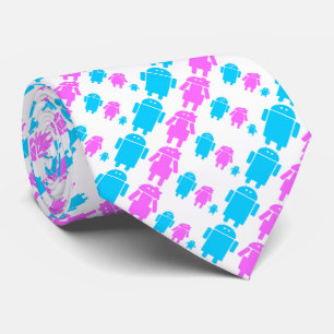 Cute robot familly pattern tie