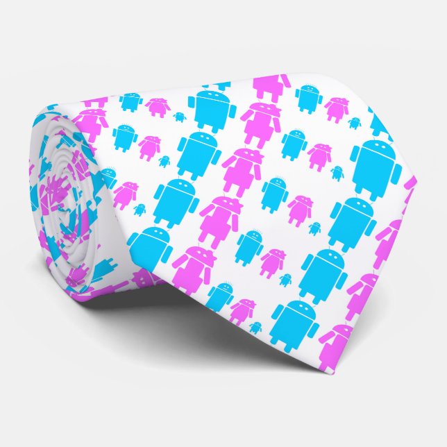 Cute robot familly pattern tie (Rolled)