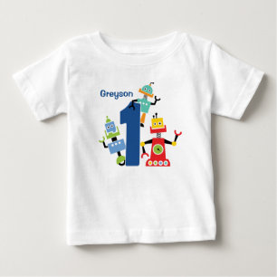 Cute Robot First Birthday Tshirt robots